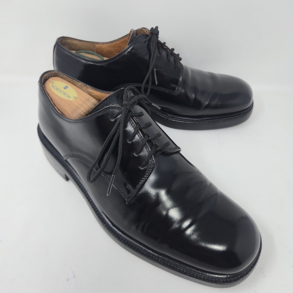 VINTAGE COACH "Dawson" U529 Black Leather Derby Shoes Mens Sz 10D Made In Italy